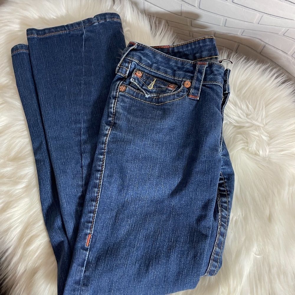 True Religion Joey Low Rise Asymmetrical Hem Jean